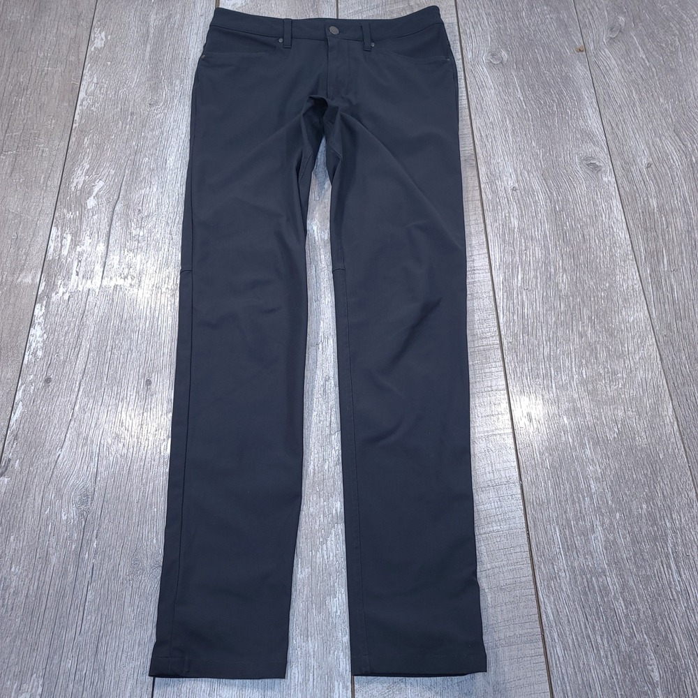Lululemon ABC Pant Slim Men 28x32 Black Warpstreme 5-Pocket Trousers - Picture 1 of 10